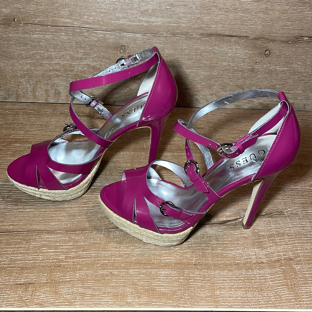 GUESS?! Like New, Sexy, Strappy Dark Pink Heel! Women US 8